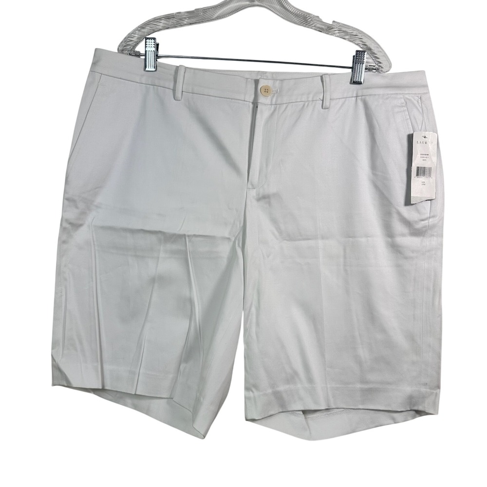 Lauren Ralph Lauren White Bermuda Shorts Plus Size 16W Stretch Cotton